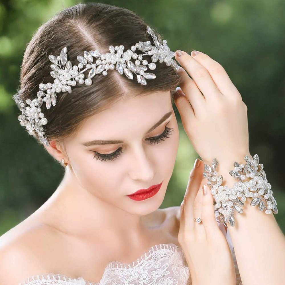 Wedding, Great Gatsby, Costume Hair Vine Silver Rhinestone Pearl Head Piece